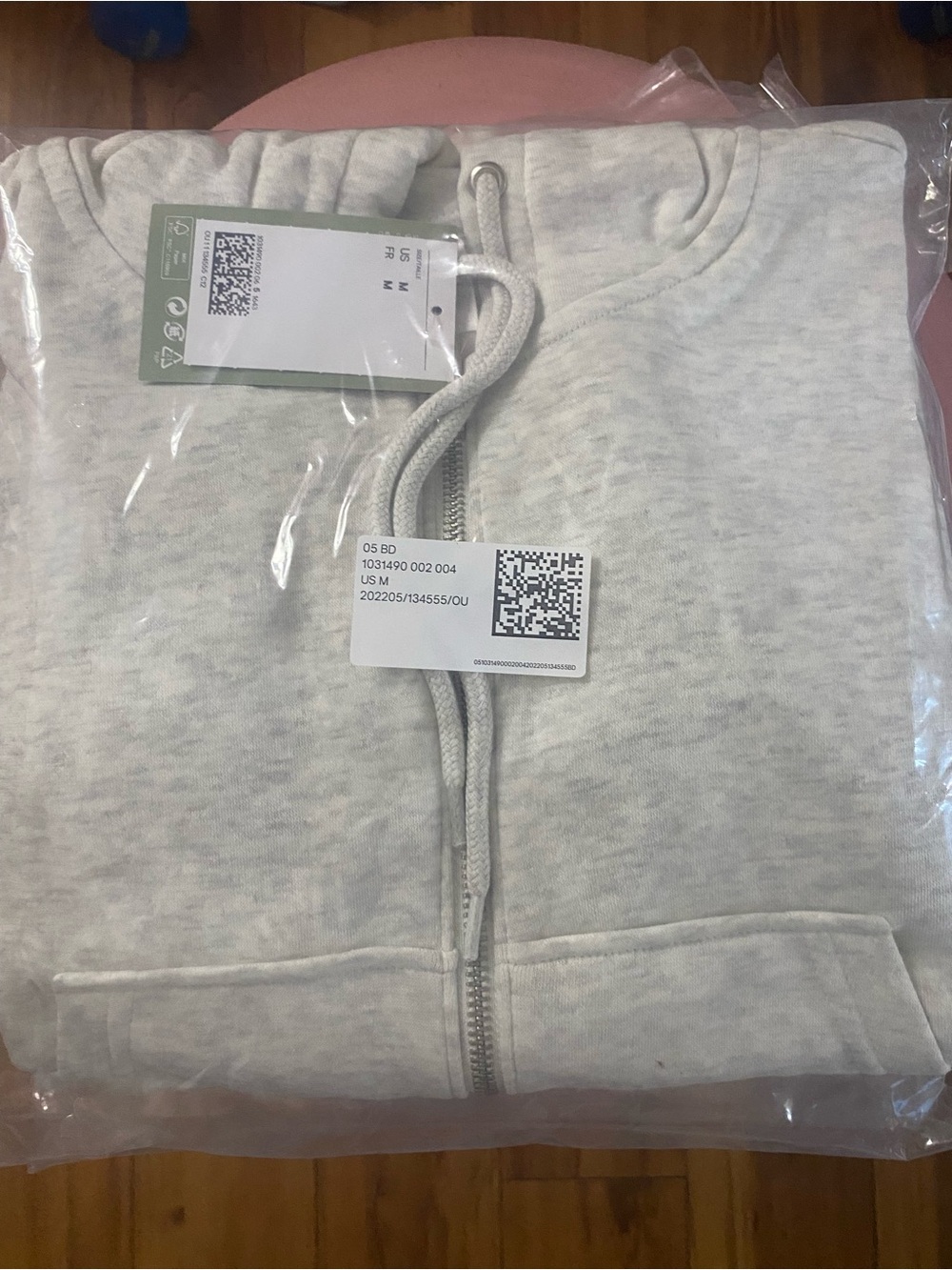 H&M Light Gray Marled Zip-Up Hoodie